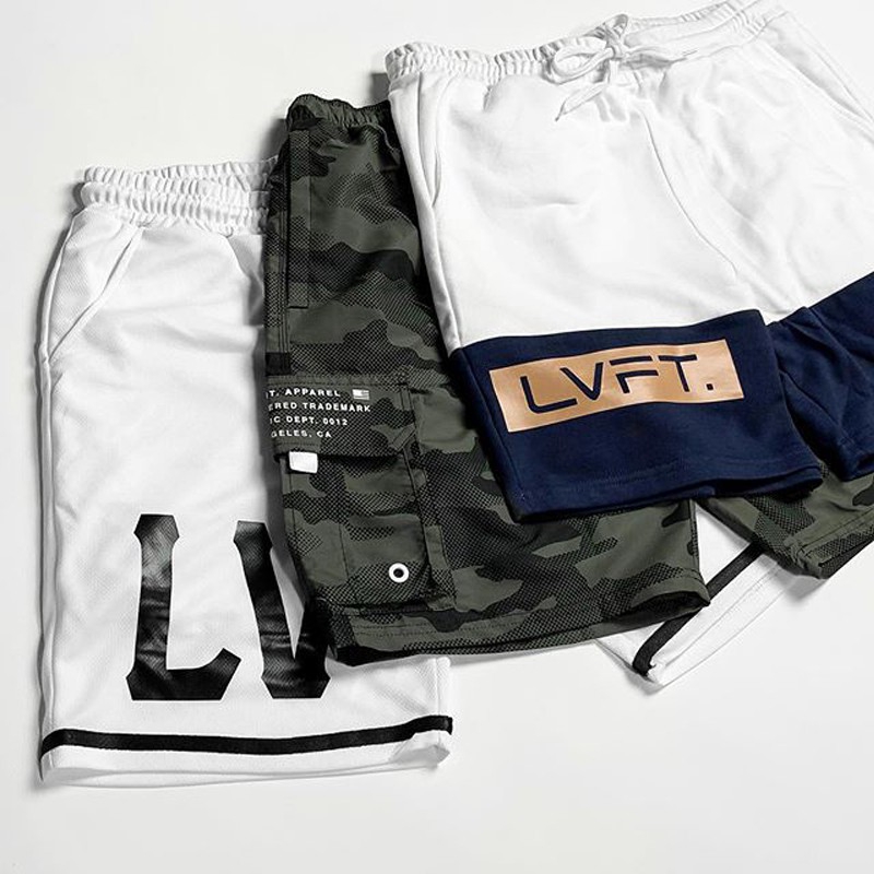 Quần short thể thao LIVE FIT dài năm phân vải cotton dáng rộng thoáng khí thoải mái cỡ lớn cho nam