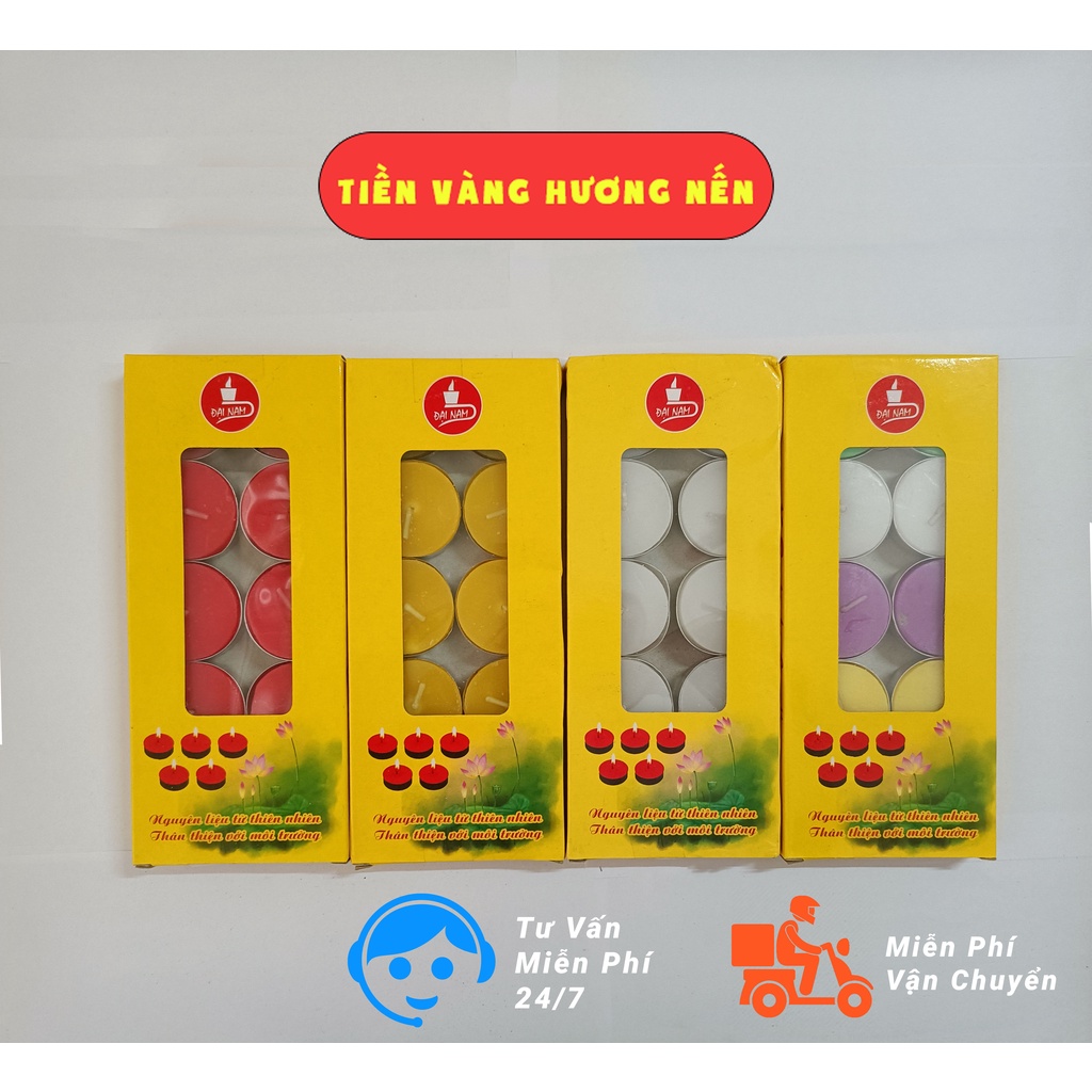 Hộp Nến Viên Mini đốt xông Tinh Dầu Dùng để Trang Trí Thắp sáng Cháy trong 4h Đồng Hồ - Shop Tiền Vàng Hương Nến