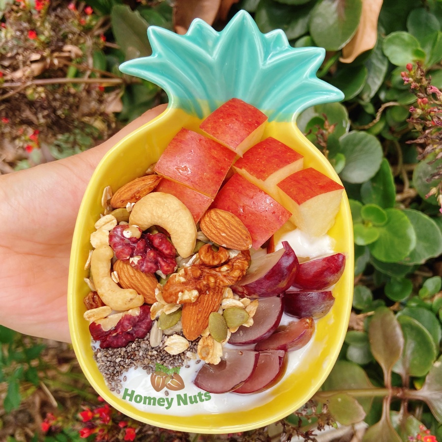 Ngũ cốc nguyên hạt, Granola Mix Nuts có yến mạch không đường, eat clean, healthy, mix hạt dinh dưỡng bà bầu Homey Nuts