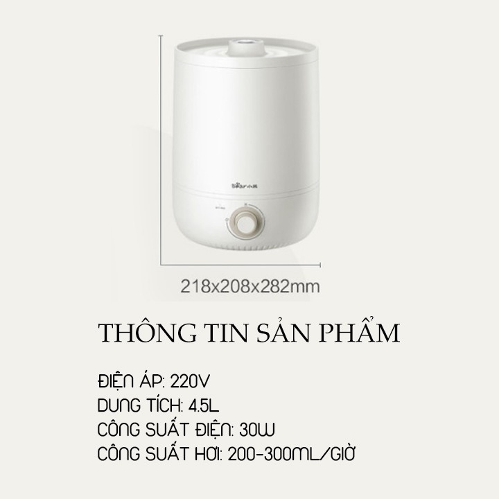 ẢNH THẬT MÁY PHUN SƯƠNG TẠO ẨM BEAR DUNG TÍCH 4.5L DIỆN TÍCH SỬ DỤNG 30 – 40M2 THÍCH HỢP PHÒNG RỘNG