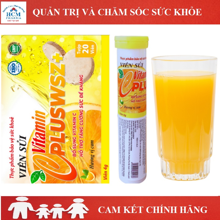 Vitamin C sủi tăng sức đề kháng cho bé người lớn PLUSWSZ 20 viên 4 gam vị cam HCM09