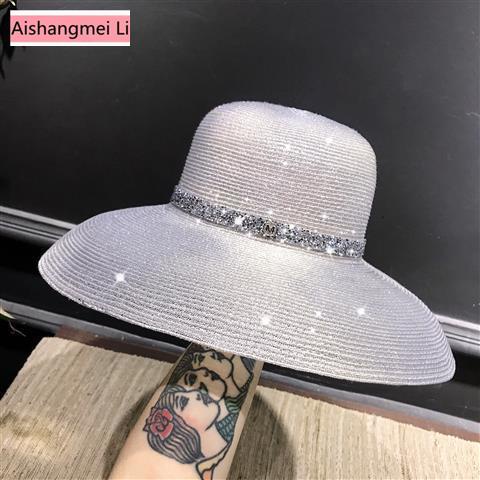 [Aishang Trang Sức Đẹp] ins Mũ Cói Rộng Vành Hở Chóp Che Nắng Đi Biển Mùa Hè Dễ Phối Đồ Cho Nữ