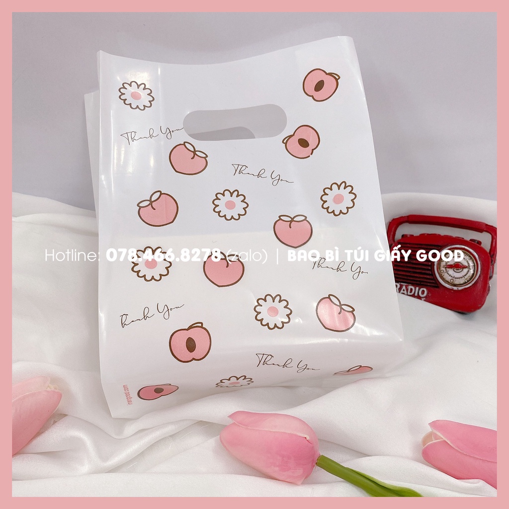 Bọc Túi Nilon Hình Trái Đào Cute Dẻo Dài Đựng Mỹ Phẩm, Phụ Kiện Nhỏ Xinh,… Dành Cho Shop