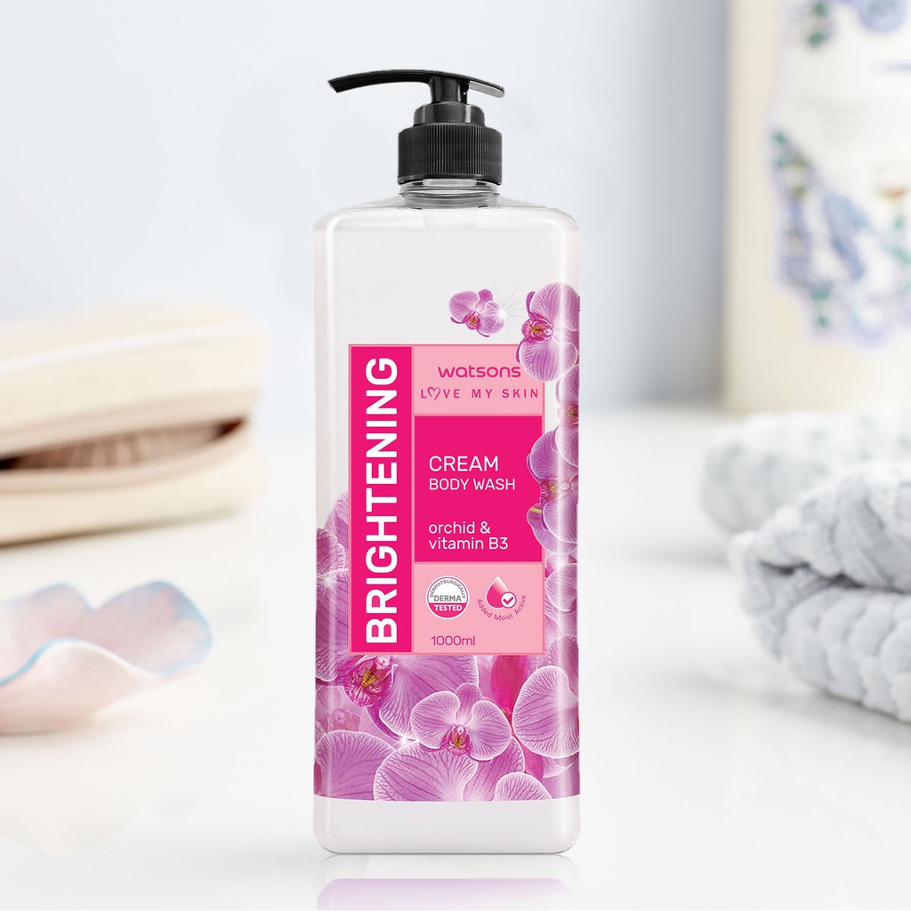 Kem Tắm Watsons Love My Skin Orchid Brightening B3 Scented Cream Body Wash Vitamin B3 Sáng Da 1000ml | BigBuy360 - bigbuy360.vn