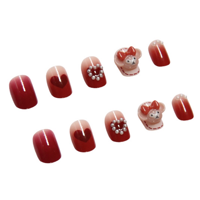 Set 24 Móng Tay Giả Thắt Nơ Xinh Xắn Cho Nữ