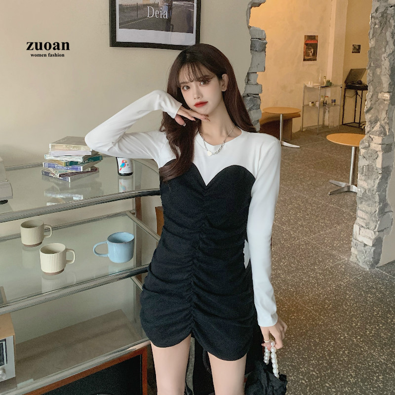 SUXI Đầm Tay Dài Thiết Kế Ôm Sát Tôn Dáng