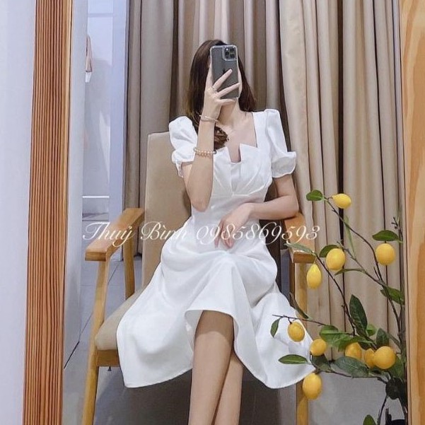 VÁY XẾP QUẠT NGỰC TAY BỒNG