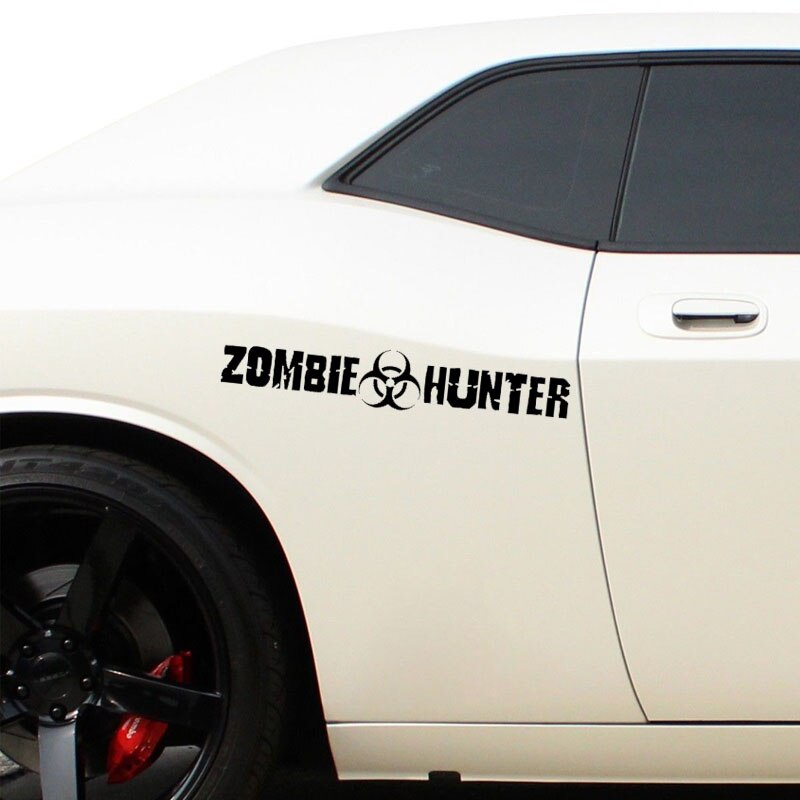 Decal dán trang trí cửa sổ xe hơi hoạ tiết ZOMBIE HUNTER bằng chất liệu vinyl kích thước 20cm*3.4cm