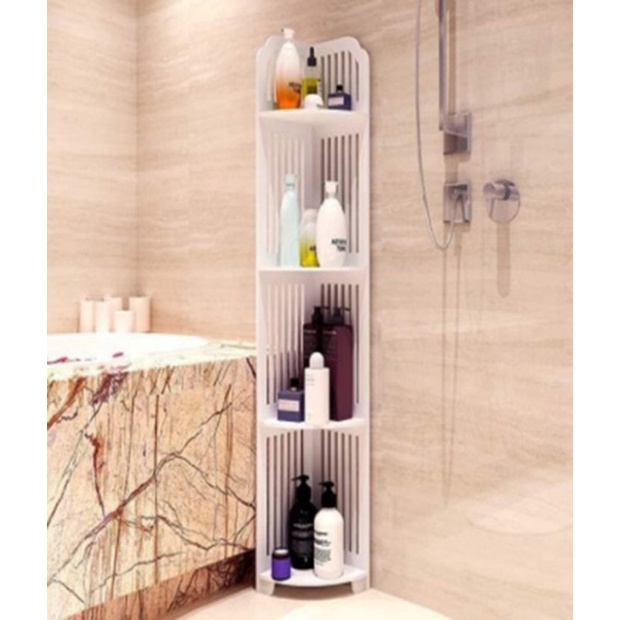 Kệ góc nhà tắm đa năng chất liệu gỗ nhựa Pitech màu trắng chống nước  mối mọt tuyệt đối - Mon nội thất