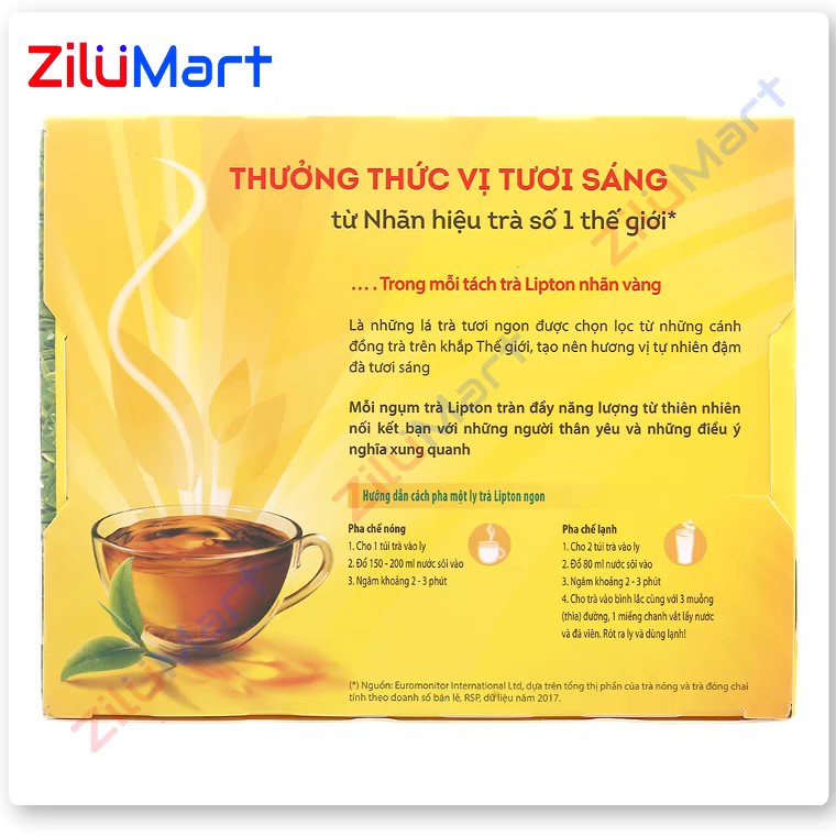 Trà đen túi lọc Lipton nhãn vàng  loại 200g
