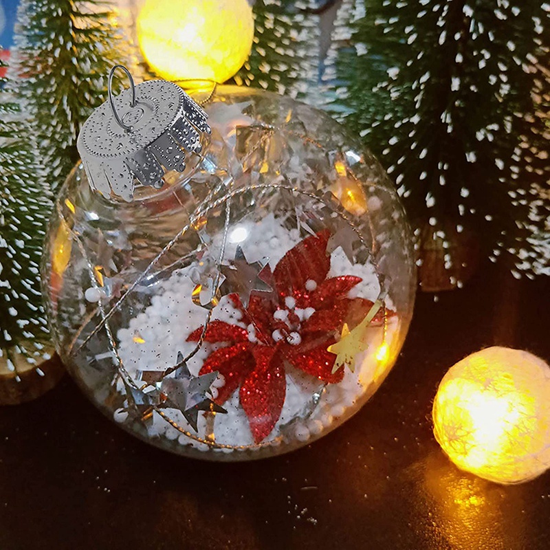 Set 20 Quả Châu Nhựa Trong Suốt 8cm Trang Trí Cây Thông Noel
