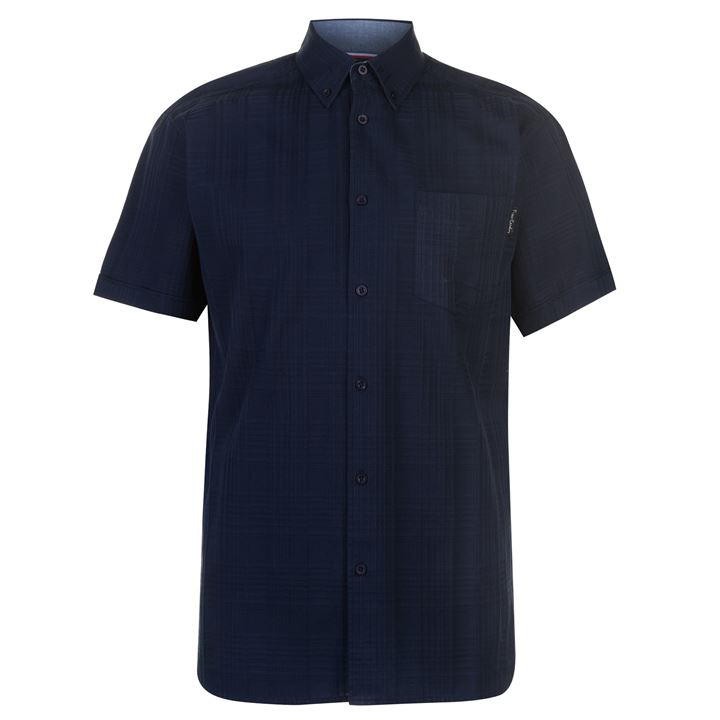 - Áo sơ mi nam ngắn tay Pierre Cardin vải gân xanh Navy