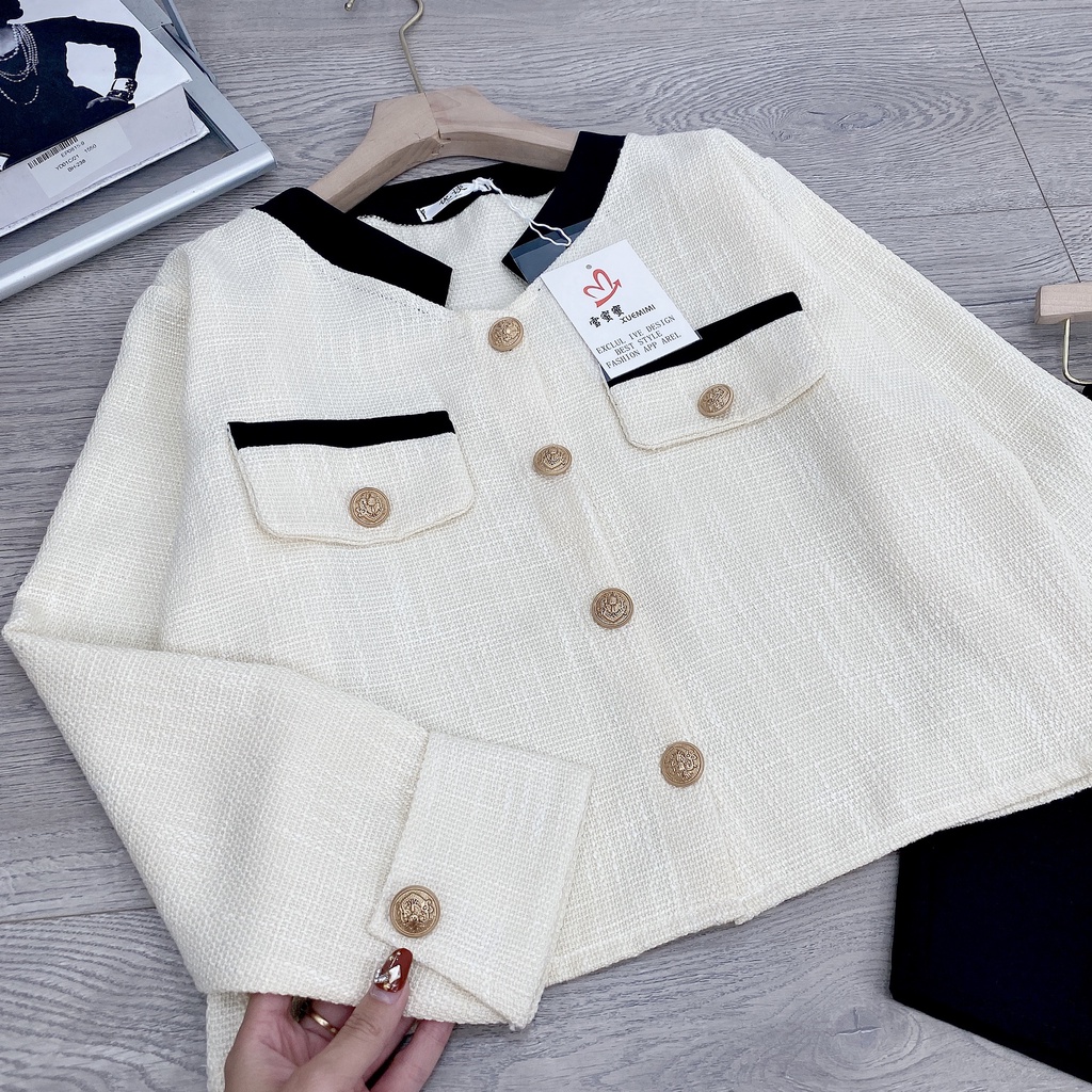 Set dạ kem cổ tàu mix quần short đùi đồ bộ nữ cao cấp Bn332