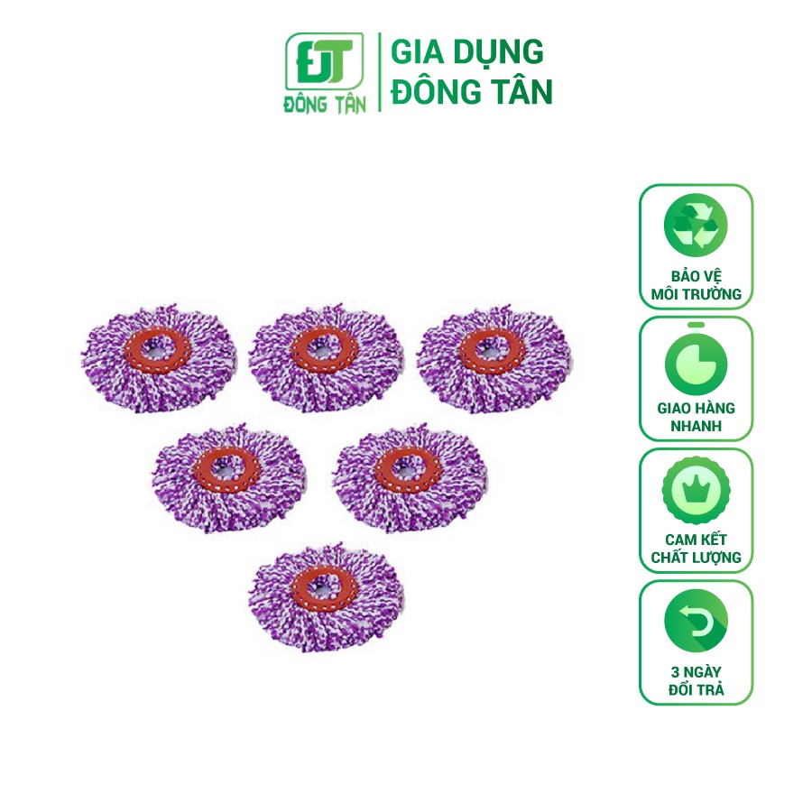 Combo 6 Bông Lau Nhà 360 Độ ĐÔNG TÂN Sợi Microfiber Thấm Hút Nhanh Màu Ngẫu Nhiên