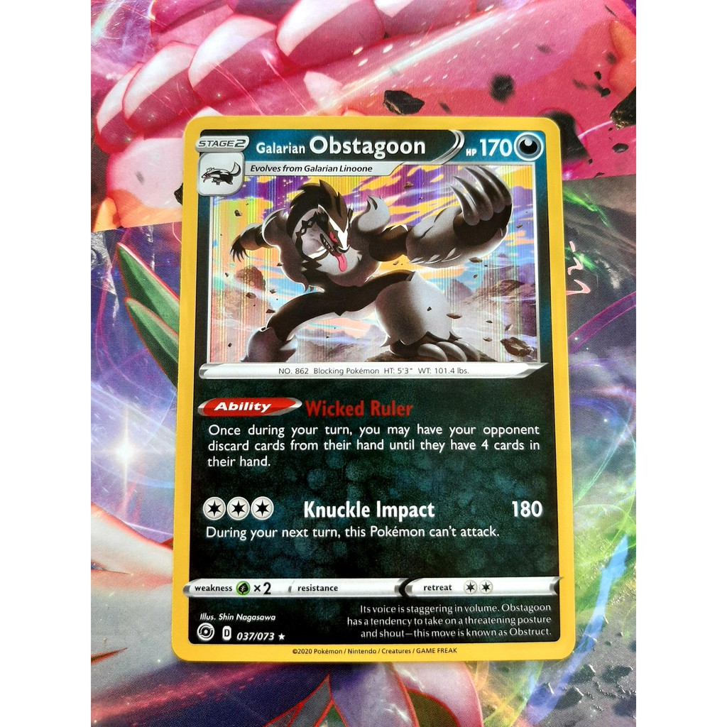 [ĐỖ LẠC SHOP ] THẺ BÀI POKEMON Galarian Obstagoon - 037/073 - Holo Rare  ( KÈM SLEEVES )