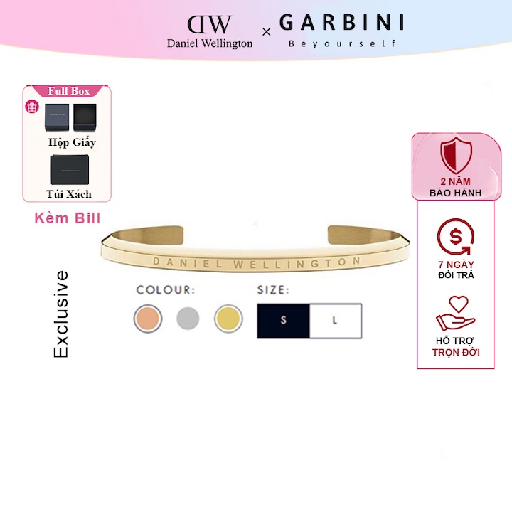Vòng tay daniel wellington classic cuff gold chính hãng lắc tay khắc tên fullbox