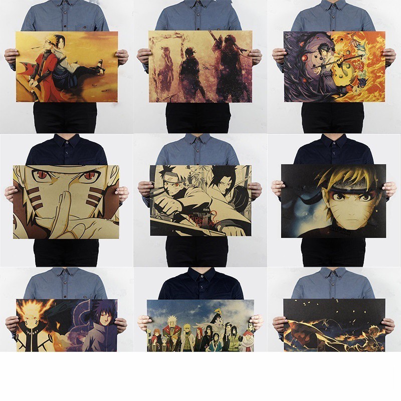 Miếng dán tường 51.5cmX35.5cm họa tiết phim hoạt hình Naruto độc đáo ấn tượng