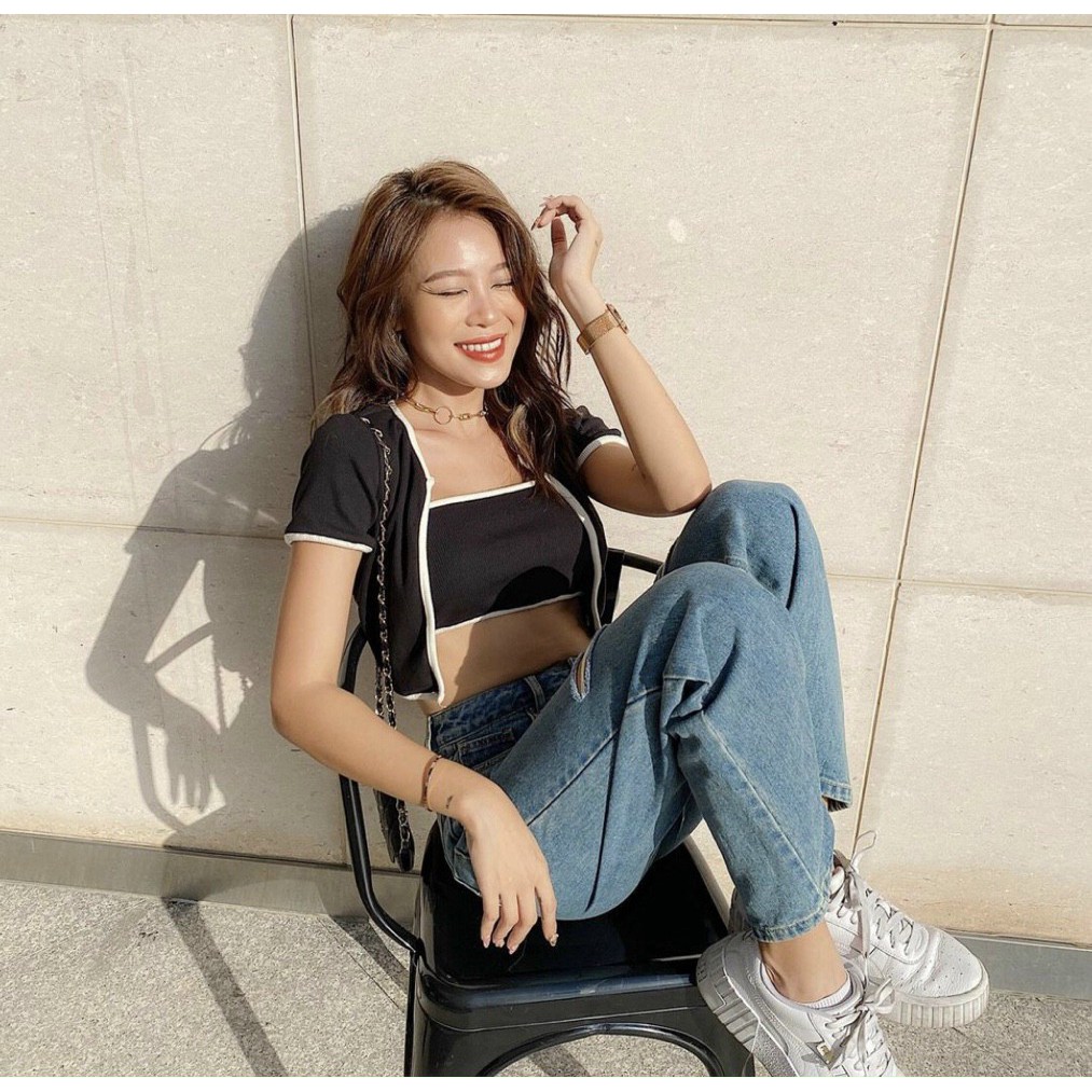 Set Áo Ống - Áo Croptop Khoác Ngoài Viền Siêu Hot