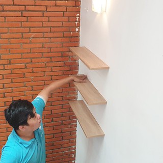aa Bộ 3 Kệ Gỗ Trang Trí Treo Tường Giấu Chân 40cm x 15cm (Nhiều màu) d