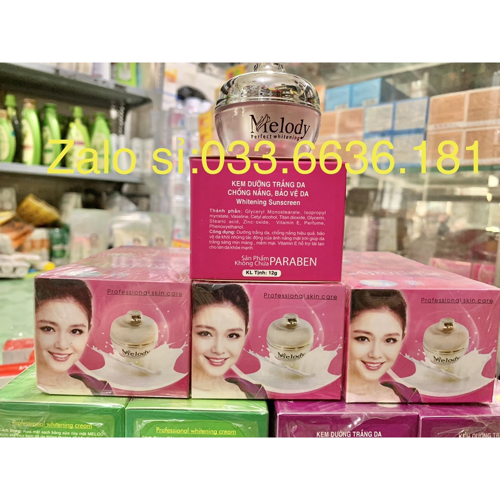 [chính hãng-giá sỉ] kem MELODY dưỡng trắng da-chống nắng-bảo vệ da hủ 12G