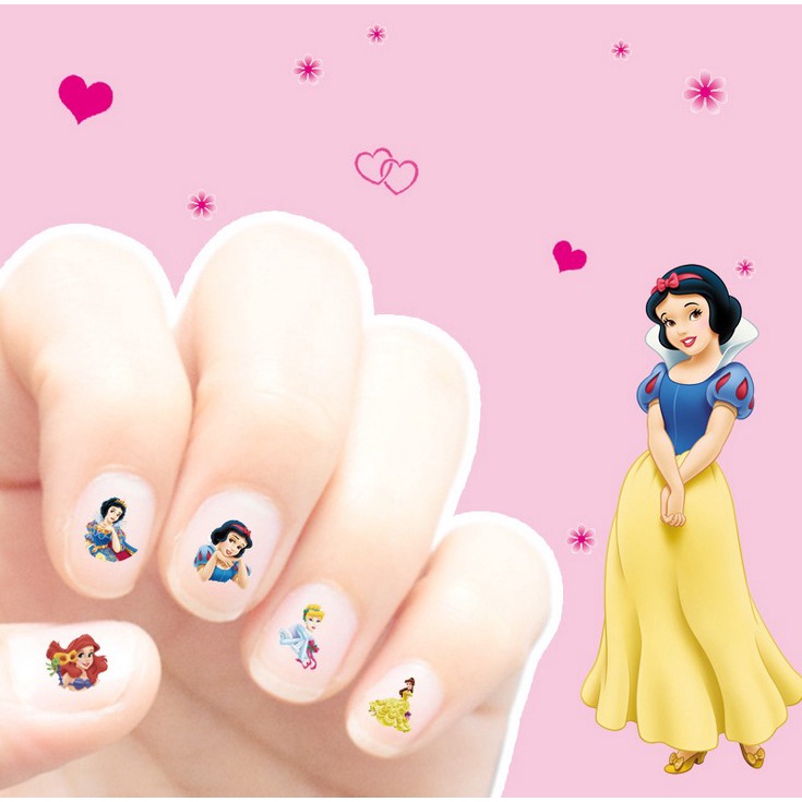 [Hàng mới về] Miếng dán trang trí móng tay in hình công chúa hoạt hình Disney 2 trong 1 DIY cho trẻ em