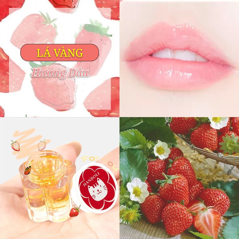 Son dưỡng kiêm mặt nạ môi HANBOLI lá vàng hương đào mềm môi hồng môi HANB01 | BigBuy360 - bigbuy360.vn