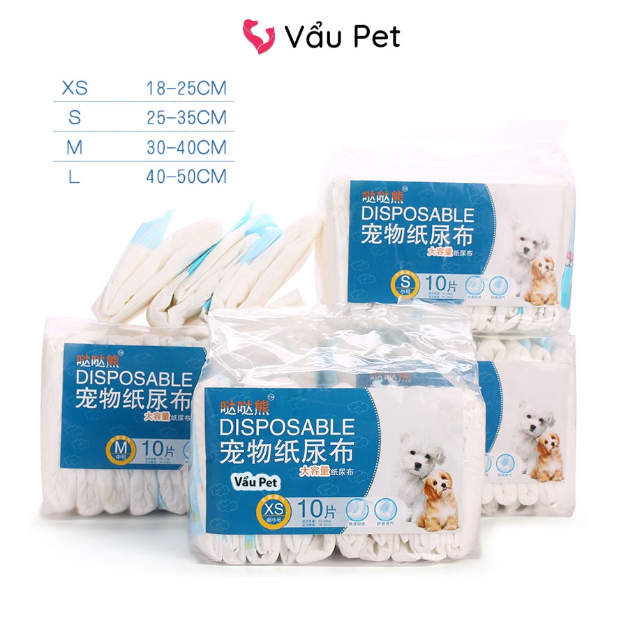 Bỉm Cho Chó Cái Bịch 10 Miếng - Bỉm Cho Chó Con, Poodle, Cún, Mèo Vẩu Pet Shop
