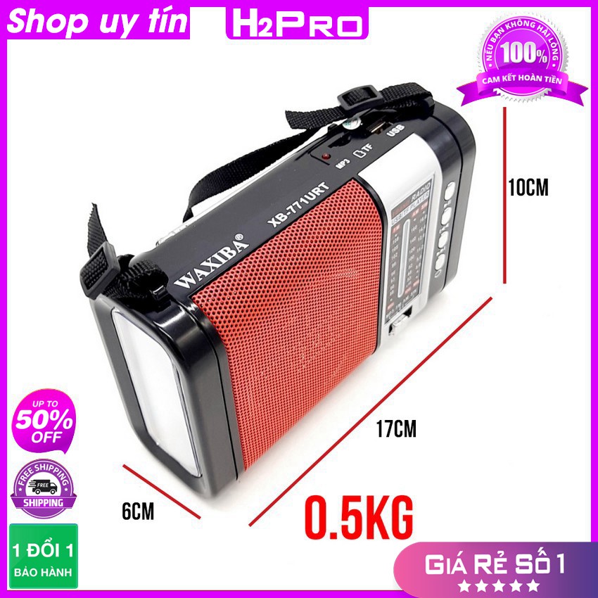 [RẺ VÔ ĐỊCH] Đài FM WAXIBA XB-771URT H2PRO, đài radio pin sạc-thẻ nhớ-USB-MP3-Đèn pin, tặng dây sạc, pin sạc 3.7V 18650