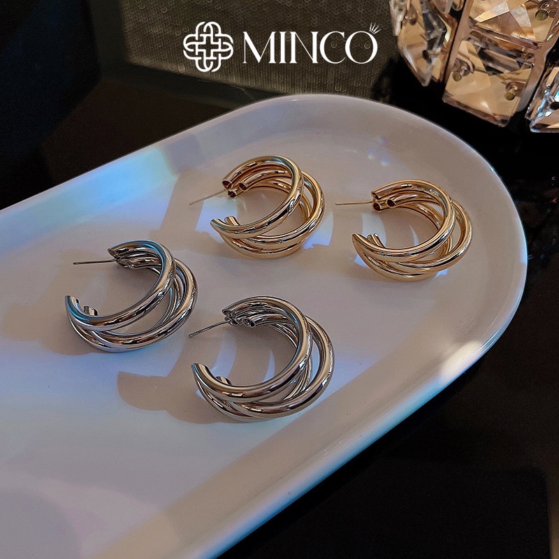 Bông tai Nữ Xinh Minco Accessories bạn gái khuyên tai nhiều vòng thời trang trang sức yêu thích sành điệu cho nữ BT208