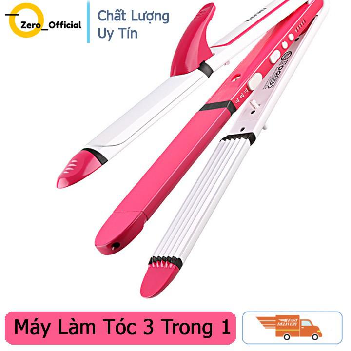 Máy làm tóc Kemei 3 in 1 chỉnh nhiệt dễ dàng,máy làm tóc xoăn đa năng 3 trong 1 nhập khẩu chính hãng Zero