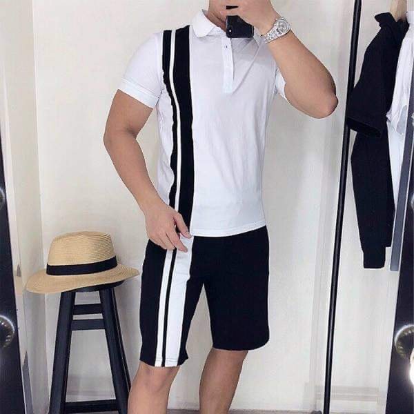 Bộ Nam Hè Ngắn Tay Nam Phayboy.Bộ Hè Nam Áo Polo +Quần short cotton T-shirt Đồ Thể Thao Nam Bộ Kẻ Sọc