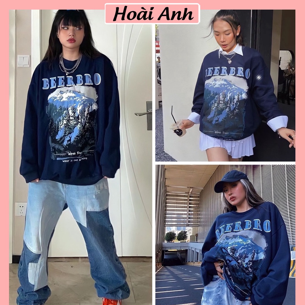 Áo Nỉ Sweater Nam Nữ Áo Nỉ Cổ Tròn K7Y Tay Bồng Xanh Lá Freesize Unisex Phom Rộng