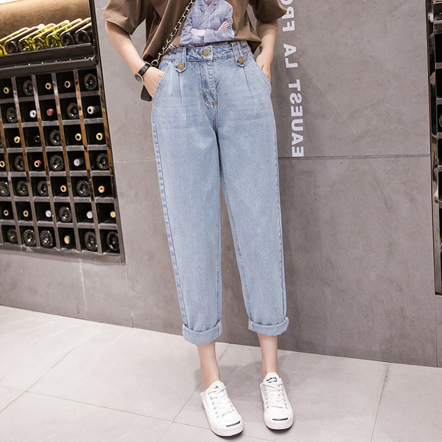 Quần baggy jean nữ 3 khuy chất vải đẹp F11