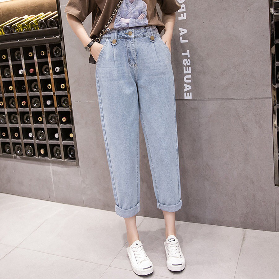 [Mã WASTMAY giảm 15% tối đa 30K đơn 150K] Quần baggy jean nữ 3 khuy chất vải đẹp F11 | WebRaoVat - webraovat.net.vn