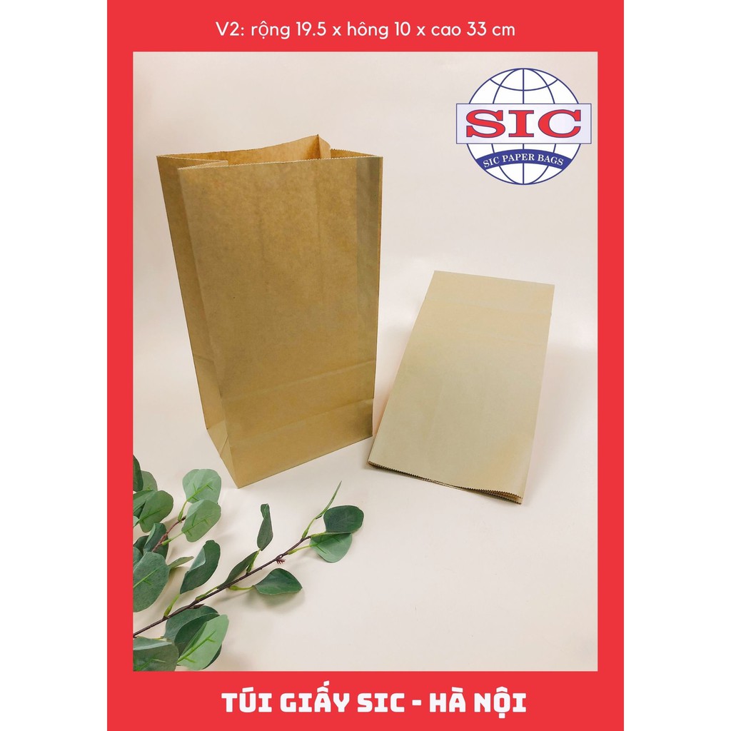 [SET 10 CHIẾC] TÚI GIẤY KRAFT V2: 19.5X10X33 KHÔNG QUAI ( ẢNH THẬT)