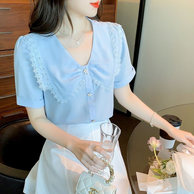 Áo Sơ Mi Chiffon Dáng Rộng Thiết Kế Tinh Tế Thời Trang Mùa Hè Cho Nữ