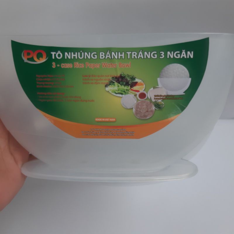 Tô nhúng  bánh  tráng 3 ngăn,Tô nhựa đựng bánh tráng