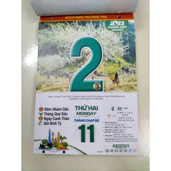 Bloc Đại gắn Lịch treo tường Năm Quý Mão 2024 kích thước 14.5cmx20.5cm nhiều chủ đề