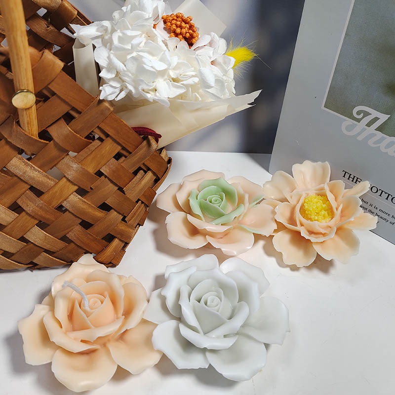 Khuôn Silicone Làm Nến Xà Phòng Hình Bông Hoa 3D DIY