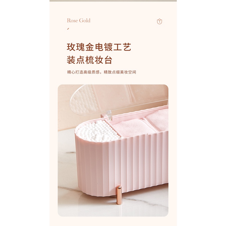 Hộp Đựng Bông Tẩy Trang Bằng Cotton Trong Suốt Kèm Nắp Chống Bụi Sang Trọng