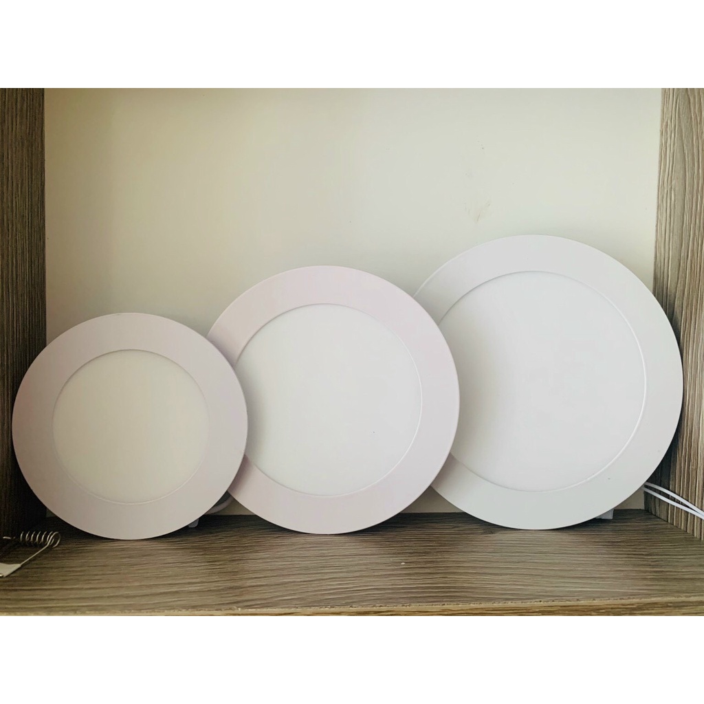 Đèn led âm trần siêu mỏng 9w trần thạch cao sáng trắng vàng 3 màu chiếu sáng gia đình văn phòng BH 1 Năm