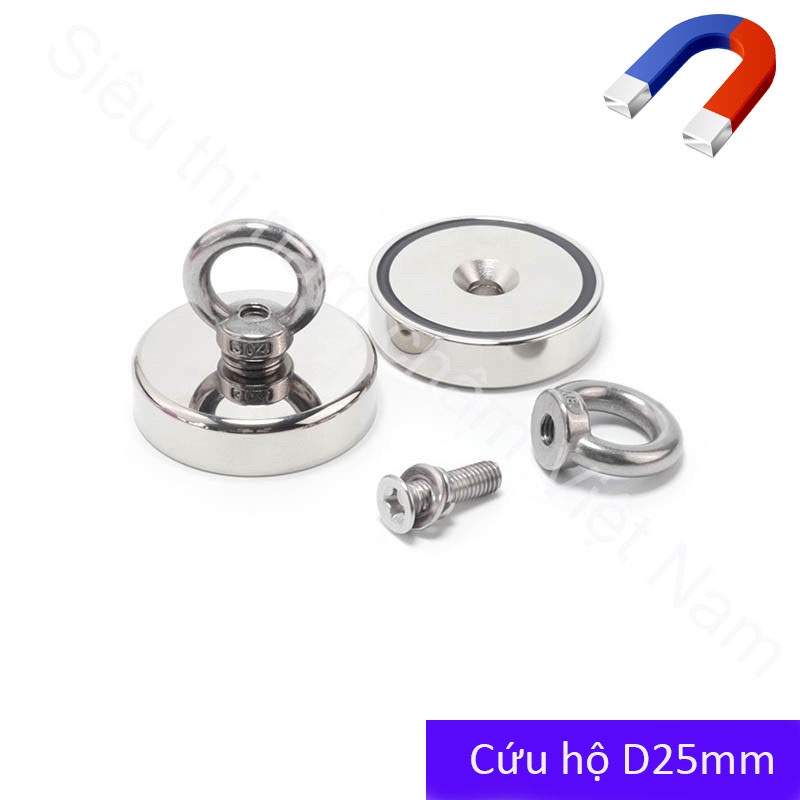 Nam châm cứu hộ D25mm, nam châm chuyên hút đồ từ tính mạnh