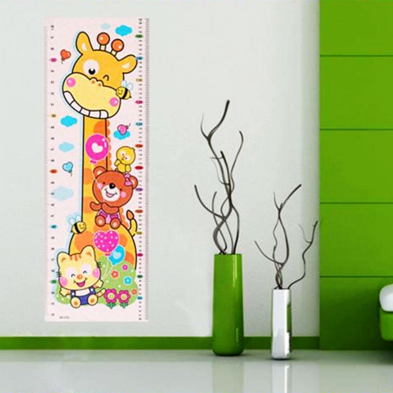 Miếng dán tường đo chiều cao họa tiết động vật hoạt hình sáng tạo