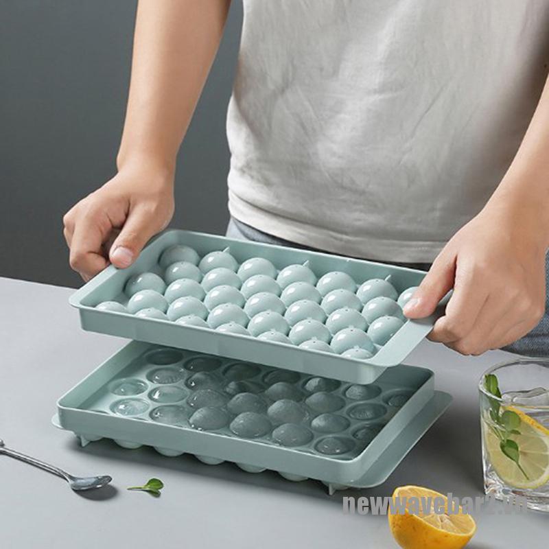 Khuôn Nhựa Làm Đá Hình Tròn Có Nắp Đậy Tiện Lợi Mới