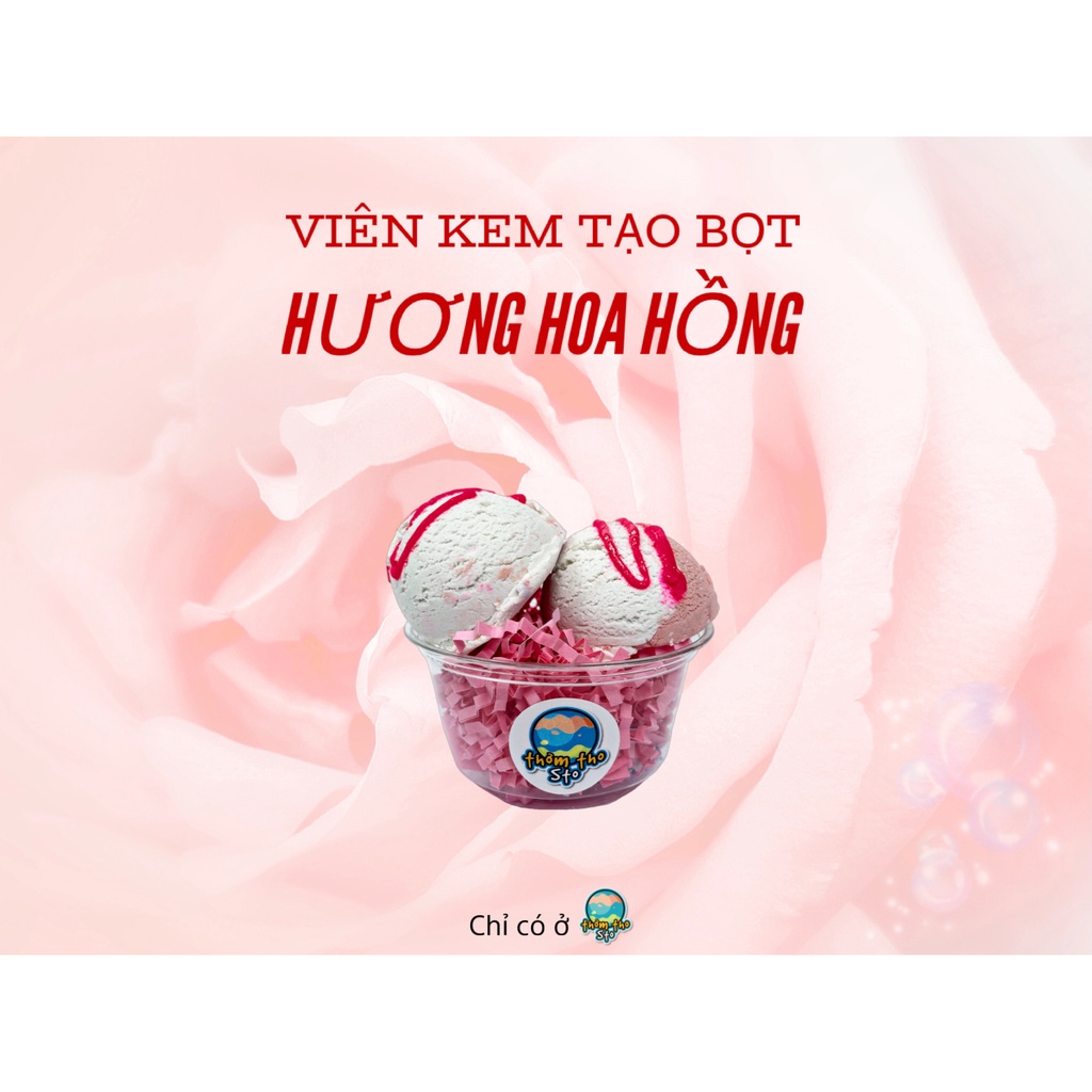 Viên kem tạo bọt bồn tắm bồng bềnh hương HOA HỒNG nhiều bọt mềm da, bubble scoop, 80, 160, 240 gram