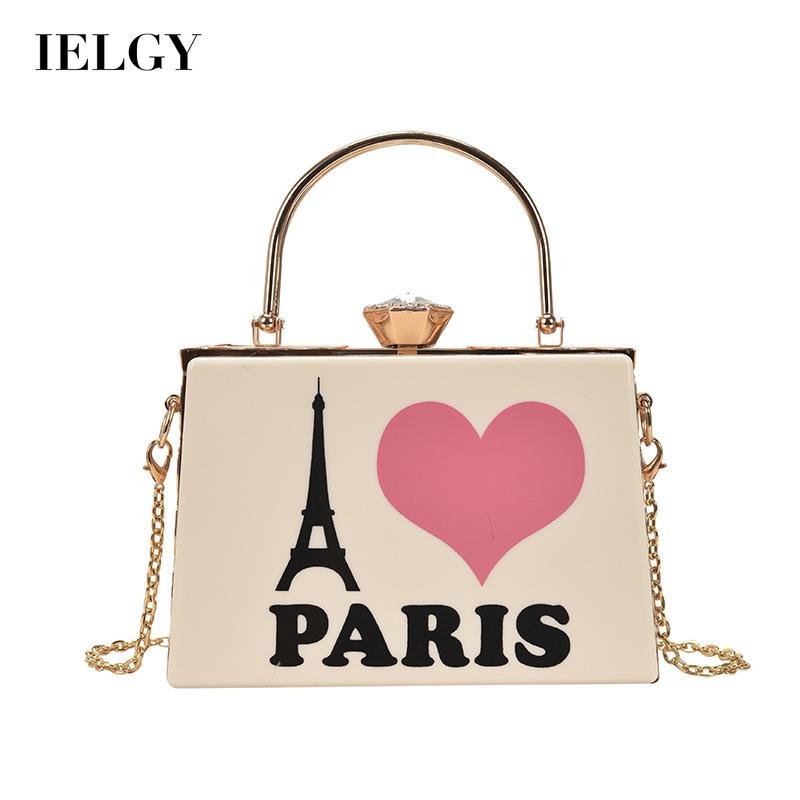 IELGY Túi Đeo Vai Bằng acrylic In Họa Tiết Trái Tim Thời Trang Cho Nữ