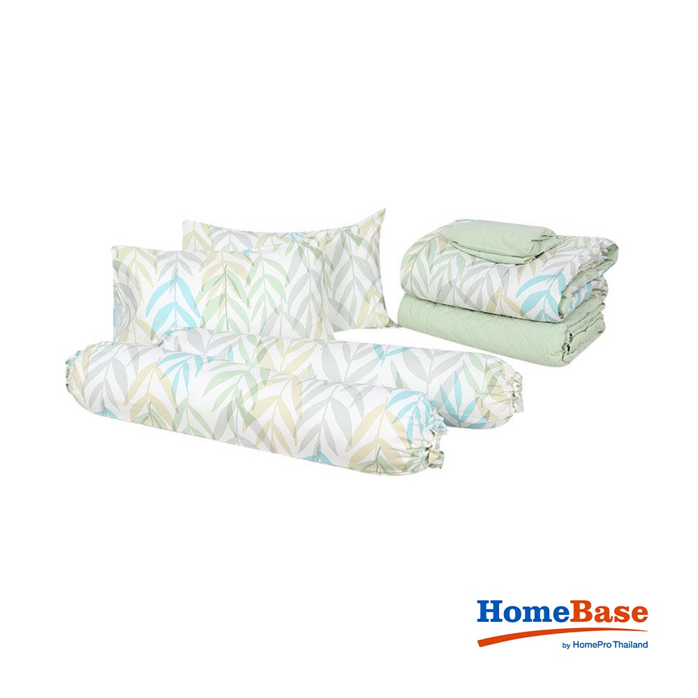 HomeBase HLS Bộ chăn ga giường 6 món bằng Microfiber SEASON W183xD31xH198 Cm màu xanh lá