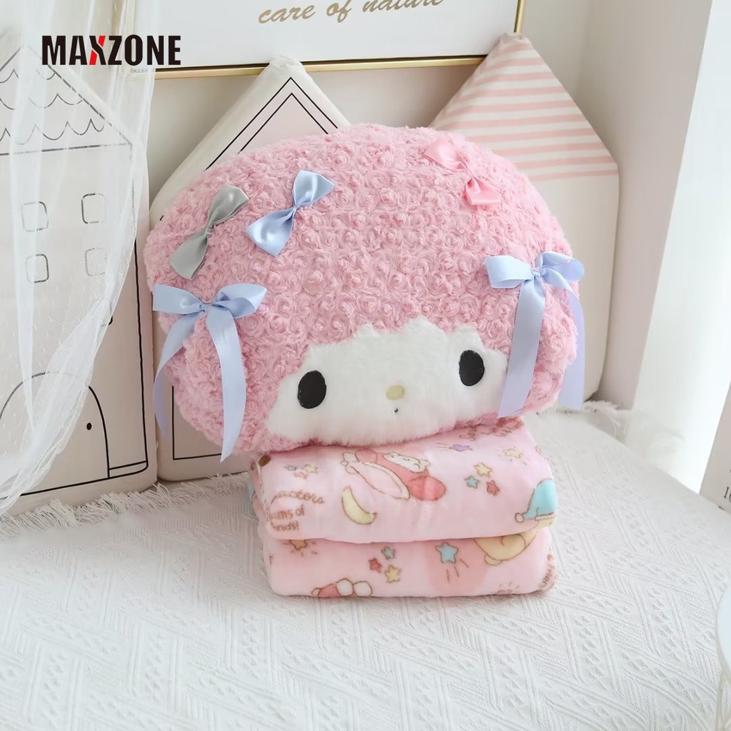 SANRIO Bộ Chăn Gối Di Động Họa Tiết Hoạt Hình Kuromi Melody Dễ Thương Cho Học Sinh / Văn Phòng
