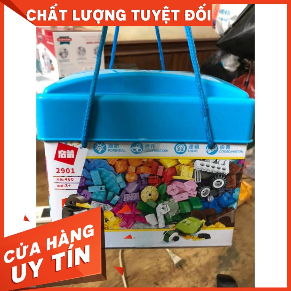 BỘ LEGO 460 CHI TIẾT HỘP VUÔNG MÀU XANH