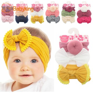 Set 3 băng đô nơ/thắt nút tròn đáng yêu cho bé gái
